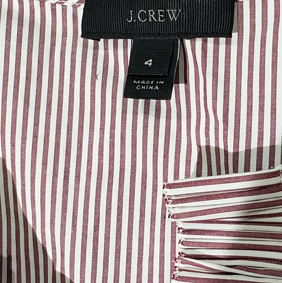 WOMEN'S J.CREW MARGOT STRIPED END-ON-END RUFFLED FRONT TOP BLOUSE. - Picture 6 of 9